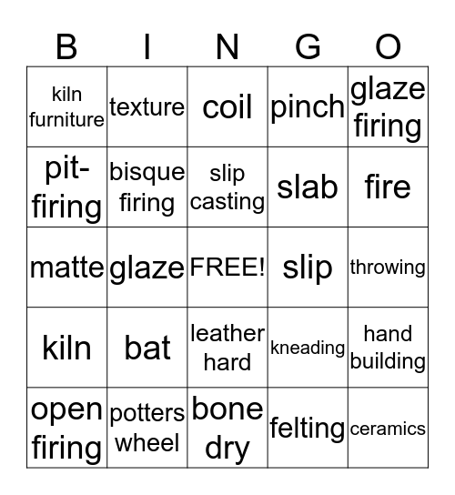 awesome ceramic bingo  Bingo Card