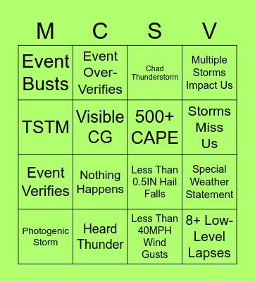Em See's TSTM Bingo Card Bingo Card