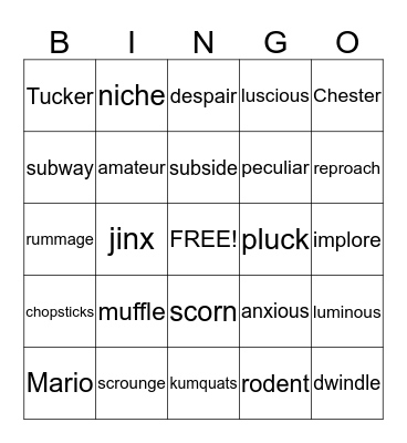 Cricket in Times Square Bingo Card