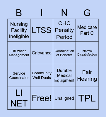 CHC Bingo Card