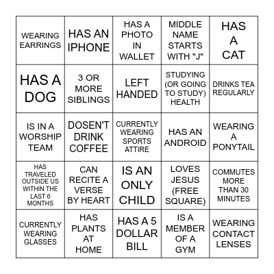 ICE BREAKER BINGO Card