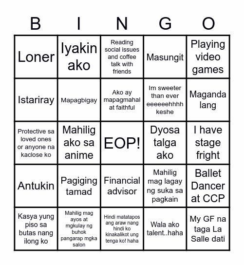 Team Catch Bingo Card