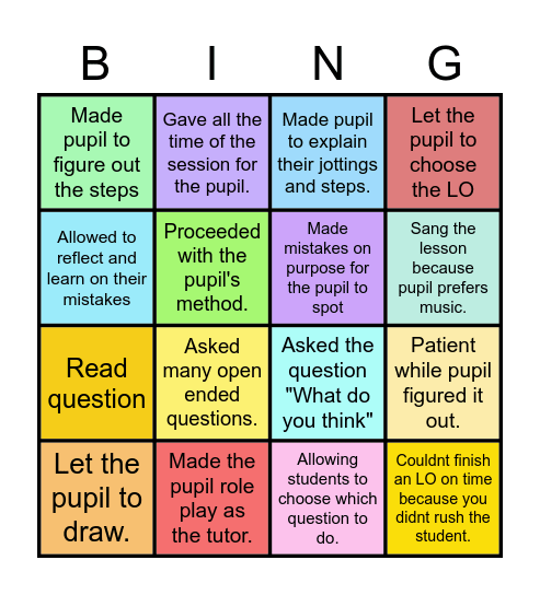 SCT BINGO- TEAM D Bingo Card