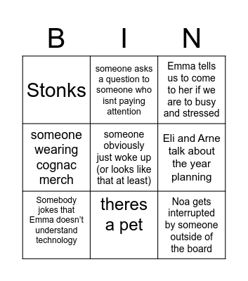 BM Bingo Card