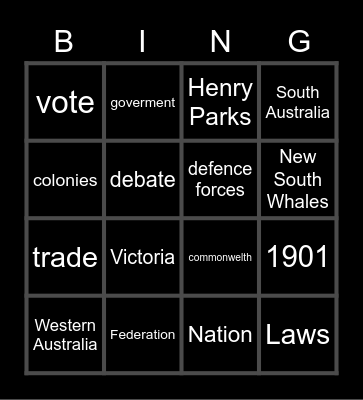 FEDERATION Bingo Card