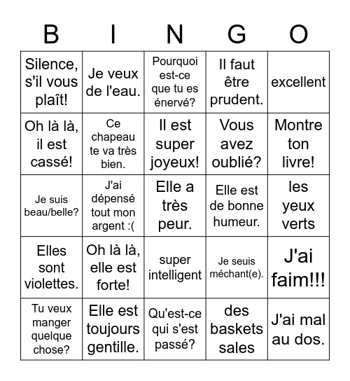 Cadeau 3 textes 8-13 Bingo Card