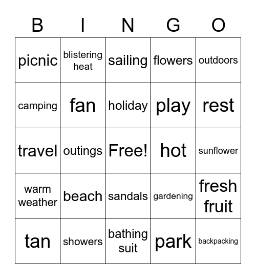 SUMMER TIME Bingo Card