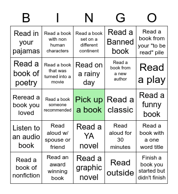 Summer Book Bingo Card