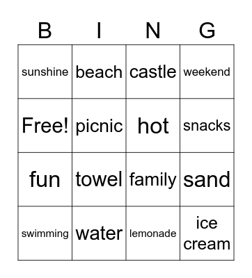 Beach Bingo Card