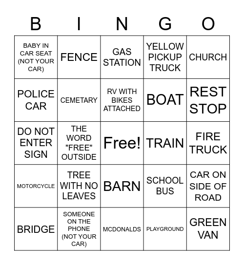 LOGAN'S TRAVEL CARDS Bingo Card