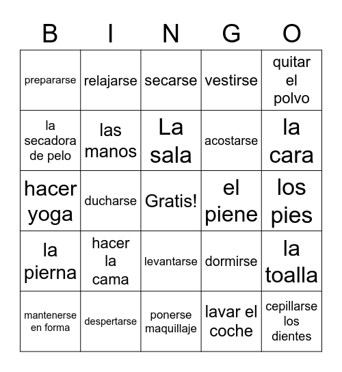 Daily Routine Bingo Card