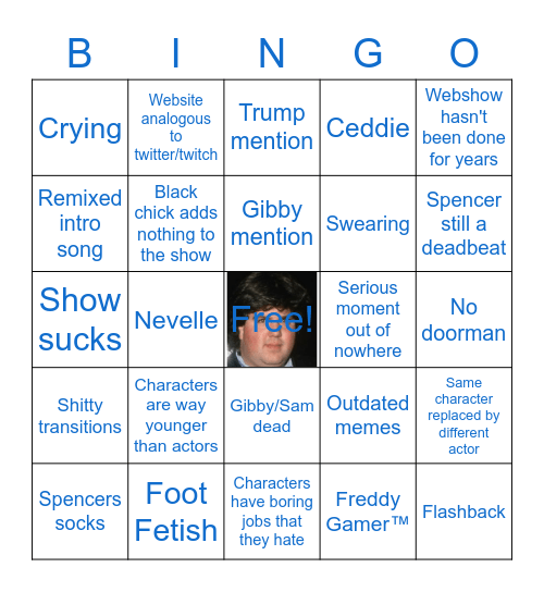 Shitty Icarly Reboot Bingo Card