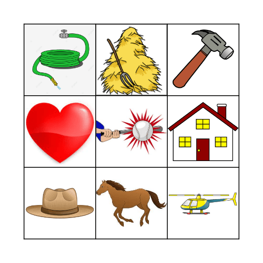 Initial H Bingo Card