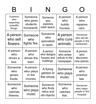 Job descriptions 5x5 Bingo Card