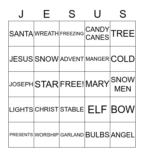 CHRISTMAS Bingo Card