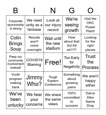 Energy FC FO Spingo! Bingo Card