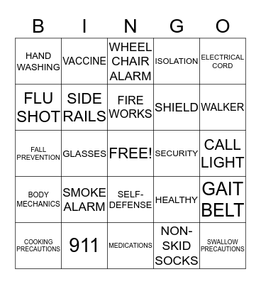 SAFETY Bingo Card