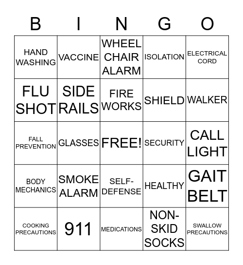 SAFETY Bingo Card