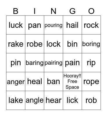 Vowel & Consonant Sounds Bingo Card