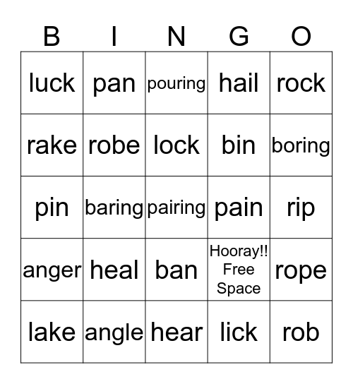 Vowel & Consonant Sounds Bingo Card