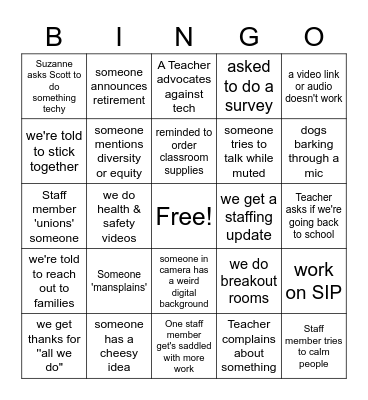 June Staff Meeting Bingo Card