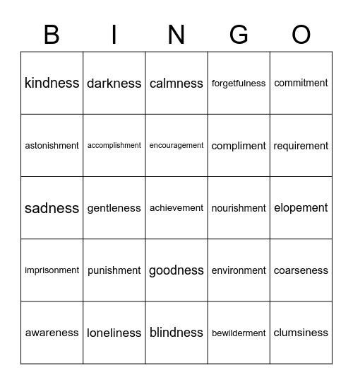 ment and ness BINGO Card