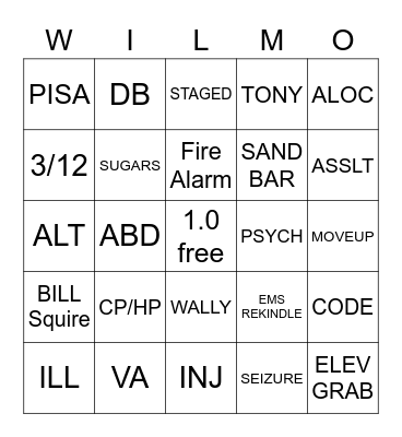WILMO Bingo Card