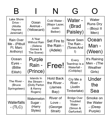 H2O Bingo Card