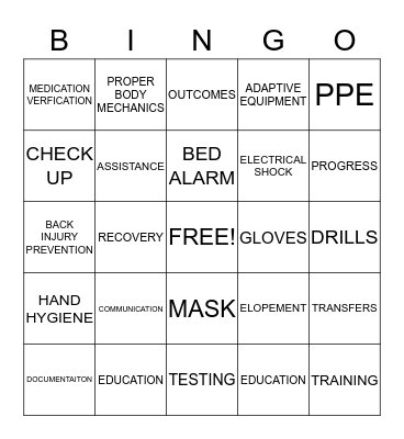 SAFETY Bingo Card