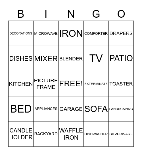 HOUSEWARMING BINGO Card