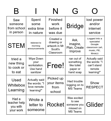 End of year 2021 Bingo Card