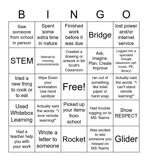 End of year 2021 Bingo Card