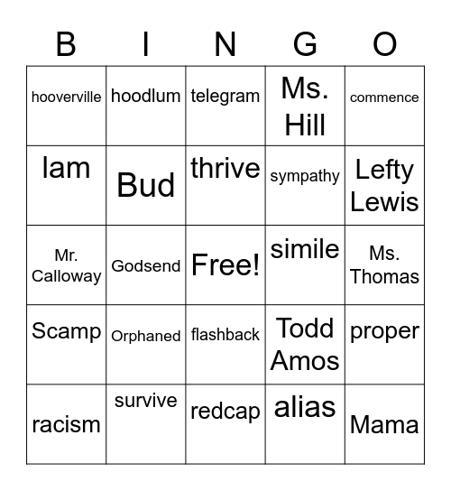 Word Catcher Bingo Card