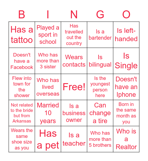 The Upgrade From Miss to Mrs  Find The Guest Bingo Card