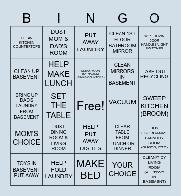 JOHN - CHORE BINGO Card