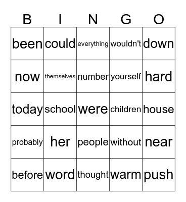 Week of 9th, Week of 16th and Week 23 Bingo Card