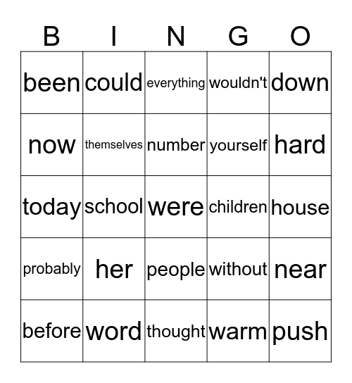 Week of 9th, Week of 16th and Week 23 Bingo Card