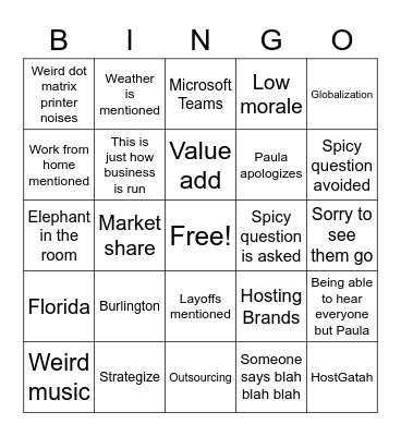 Marketing All Hands Bingo Card
