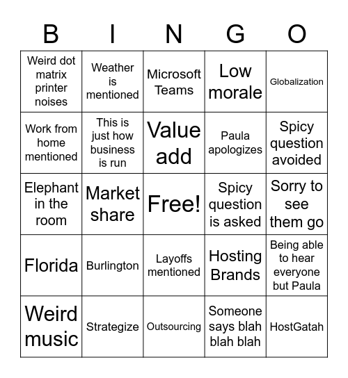 Marketing All Hands Bingo Card