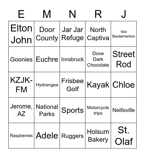 CP Team Bingo Card