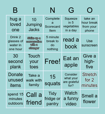 Forsite Memorial Weekend Self-Care Bingo Card