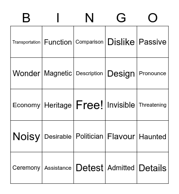 Literacy Bingo! Bingo Card