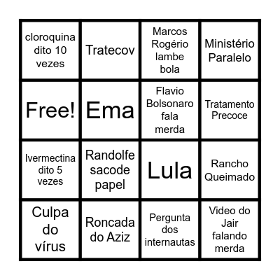 CPI DA COVID Bingo Card