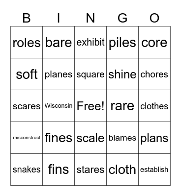 Wilson 3 and 4 Bingo Card