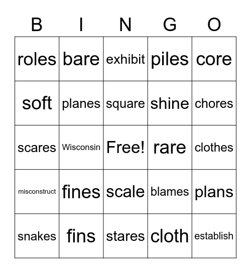 Wilson 3 and 4 Bingo Card