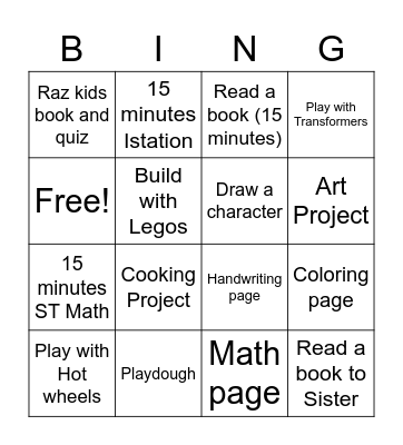 Summer Activities Bingo Card