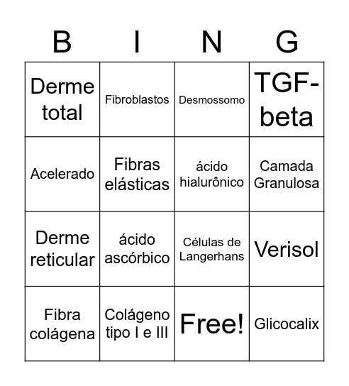 Bingo Dermatológico Bingo Card