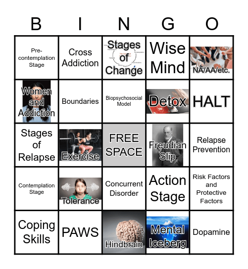 Addictions BINGO Card