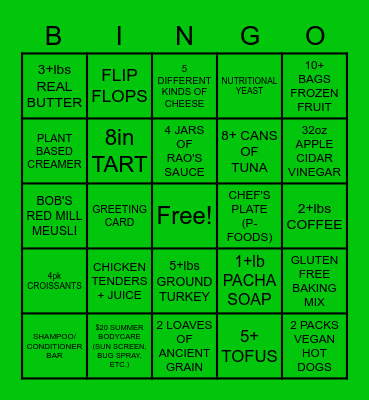 CASHIER BINGO Card