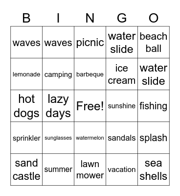 Summer  Bingo Card